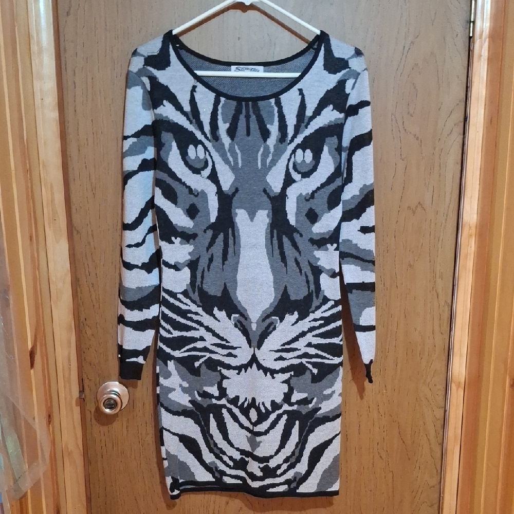 Bold Tiger Print Sweater Dress * Hold For Shalina*